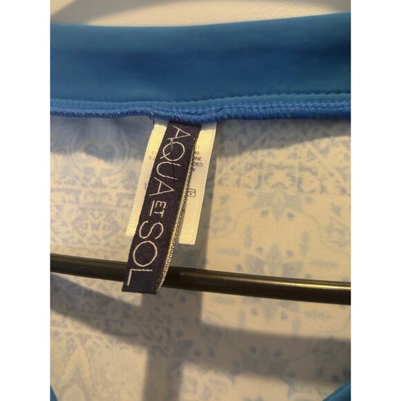 AQUA ET SOL Dress UPF 50+ Blue White Tunic Long Sleeve Quick Dry Stretch MEDIUM - Picture 3 of 5